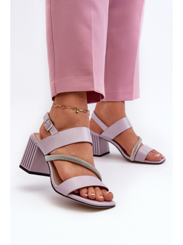 S. BARSKI Елегантни дамски сандали с високи токчета лилави D&A