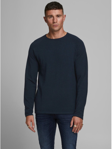 Dark blue mens basic sweater Jack & Jones Ehill - Men