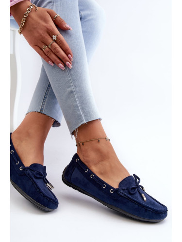 Women's suede loafers Navy Blue Si Passione