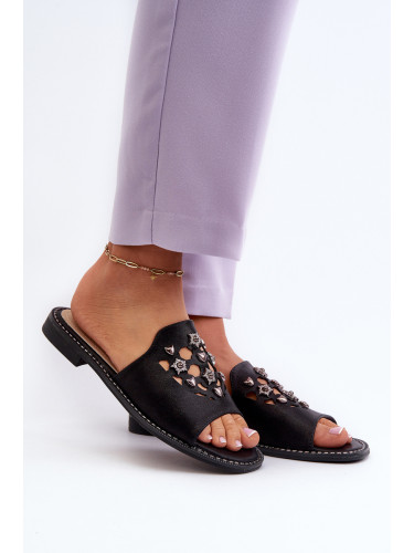 S. BARSKI Блестящи дамски сандали с декорации S.Barski