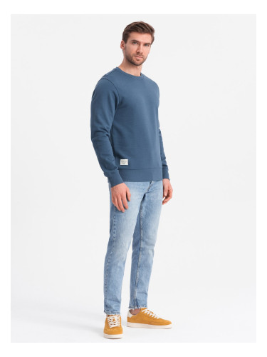 Ombre Men's BASIC sweatshirt with round neckline - navy blue