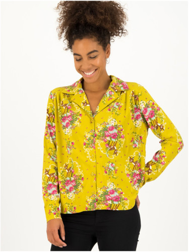 Yellow Ladies Patterned Shirt Blutsgeschwister Oh My Deer - Women