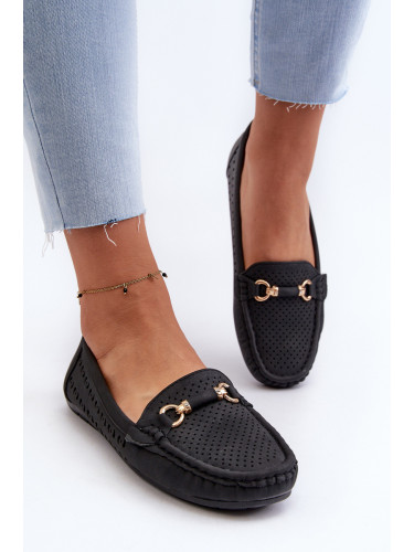 Boto Дамски черни решетъчни мокасини Rasirna