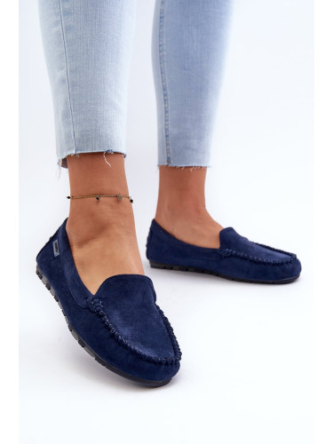 Women's eco suede loafers, dark blue Amrutia
