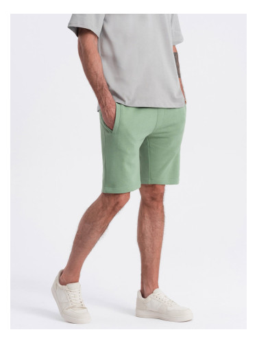 Ombre Men's knit shorts with drawstring and pockets - green