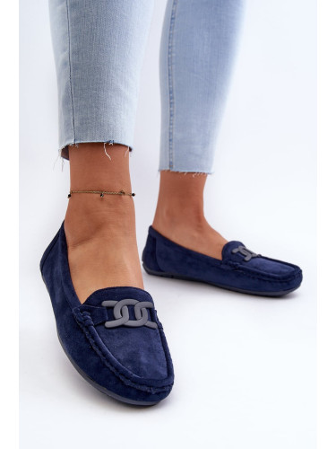 Women's Fashionable Suede Loafers Dark Blue Rabell