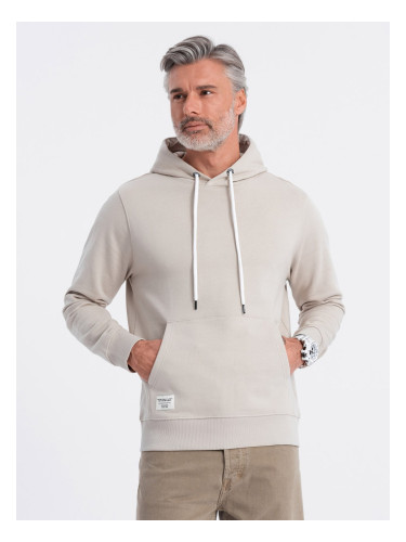 Ombre Men's kangaroo hooded sweatshirt - light beige