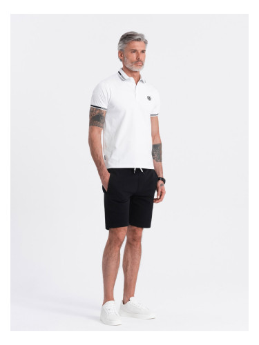 Ombre Men's knitted shorts with drawstring and pockets - black