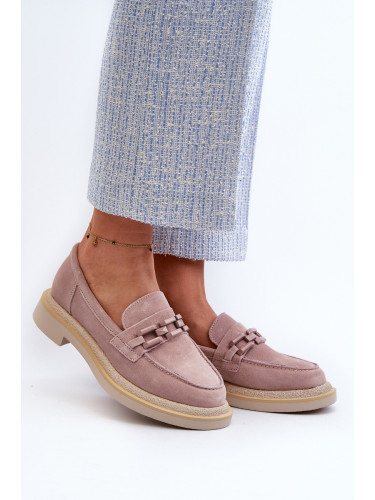 S. BARSKI Дамски велурени мокасини с равни токове и декорация D&A