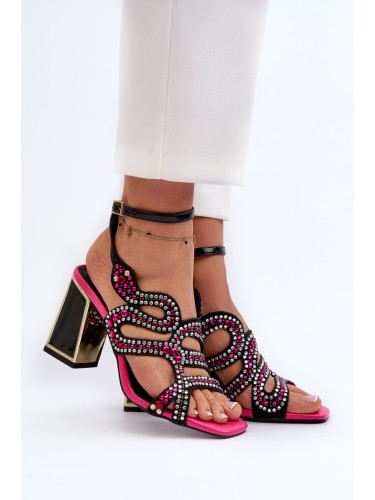 Embellished women's high-heeled sandals D&A Black