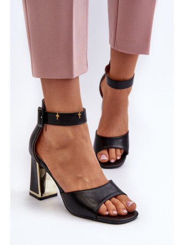 EVENTO Елегантни черни дамски сандали с ток Rosazara