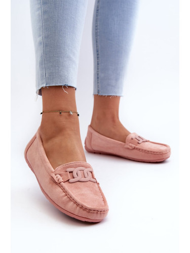 Women's fashionable suede loafers light pink Rabell