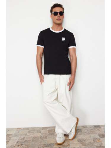Trendyol White Regular/Regular Fit Printed 100% Cotton Short Sleeve T-Shirt