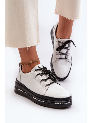 Women's patented platform sneakers white S.Barski