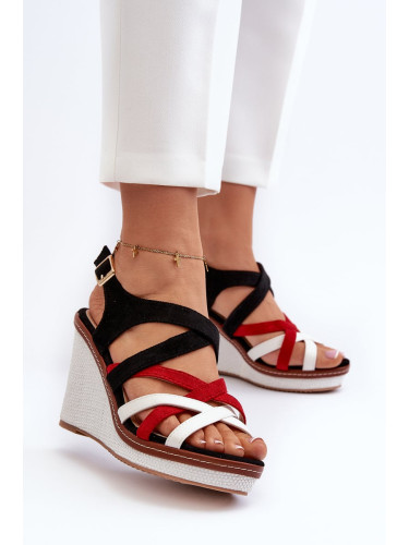 Ellen Strappy Black Wedge Sandals