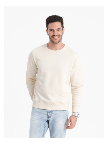 Ombre BASIC men's sweatshirt with round neckline - cream