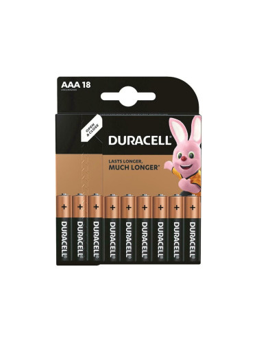 Батерии алкални Duracell DCAAALR03, AAA, 1.5V, LR03, 18 бр.