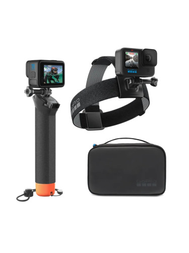 Аксесоари за камери GoPro Adventure Kit (AKTES-003), включва ремък за глава, щипка за монтаж на колан, ремък на раница и др., компактен калъф