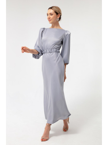 Lafaba Women's Gray Engagement Dress with Long Balloon Sleeves