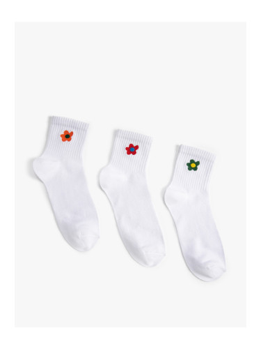 Koton Floral Set of 3 Crepe Socks with Embroidery Detail