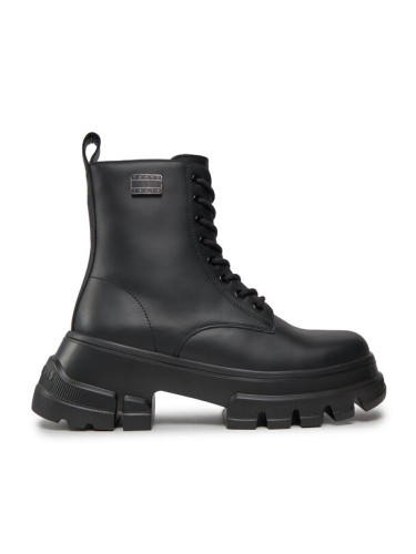 Tommy Jeans Туристически oбувки Tjw Chunky Leather Boot EN0EN02503 Черен