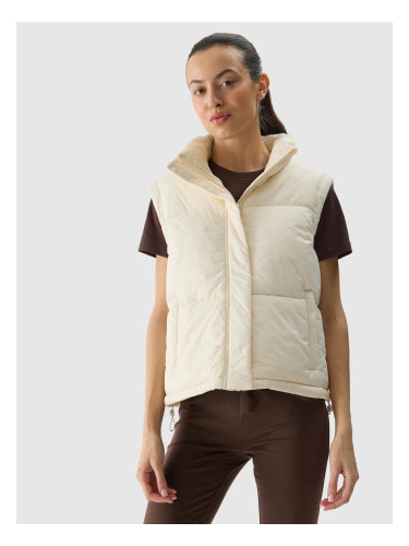 Women's down vest with 4F synthetic down filling - beige