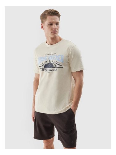 Men's T-shirt with 4F print - beige
