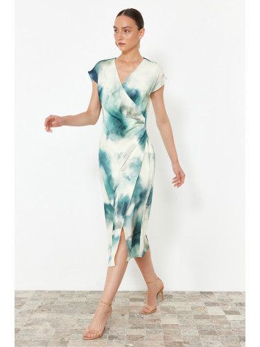 Trendyol Indigo Abstract A-line Chiffon Midi Woven Dress
