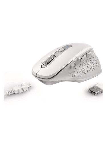 Мишка Trust Ozaa White, безжична, оптична (2400 dpi), USB, бяла