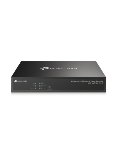 IP видеорекордер TP-Link VIGI NVR1004H-4P, 4 канала, H.265+/H.265/H.264+/H.264, 1x SATA III (до 10TB), 2x USB 2.0, 1x HDMI, 1x VGA, 1x LAN 10/100Mbps