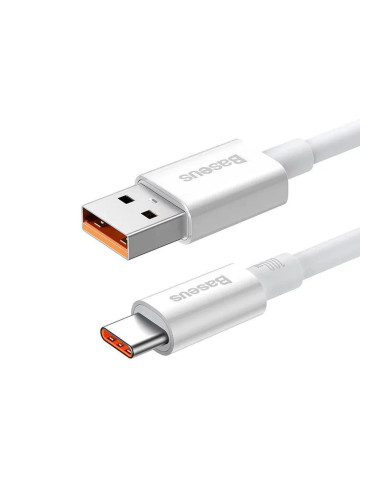 Кабел Baseus Superior P10320102214-02, от USB-A(м) към USB-C(м), 1.5m, 100W, бял