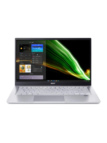 Лаптоп Acer Swift 3 SF314-43-R14V (NX.AB1EX.01H)(сребрист), шестядрен AMD Ryzen 5 5500U 2.1/4.0GHz, 14" (35.56cm) Full HD IPS Anti-Glare дисплей, (HDMI), 16GB LPDDR4X, 512GB SSD NVMe, 1x USB 3.2 Gen 2 Type-C, No OS, 1.2kg