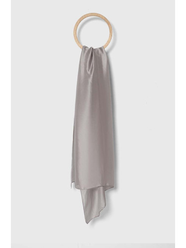 Тънък шал с коприна Answear Lab в сиво с изчистен дизайн