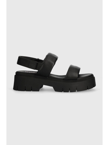 Кожени сандали HUGO Kris в черно с платформа 50517374