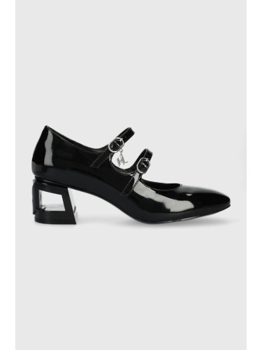 Кожени обувки с дебел ток Karl Lagerfeld TETRA HEEL в черно с дебел ток KL31613