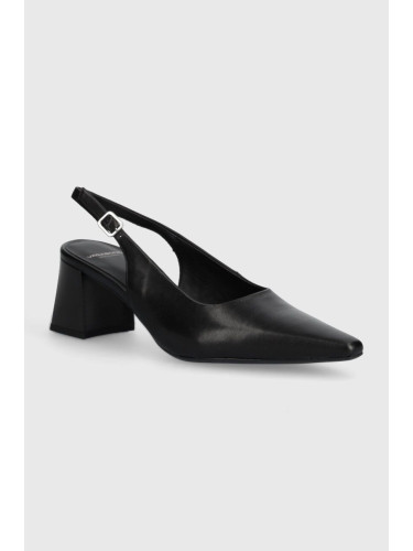 Кожени обувки с дебел ток Vagabond Shoemakers ALTEA в черно с дебел ток отворена пета 5740-401-20