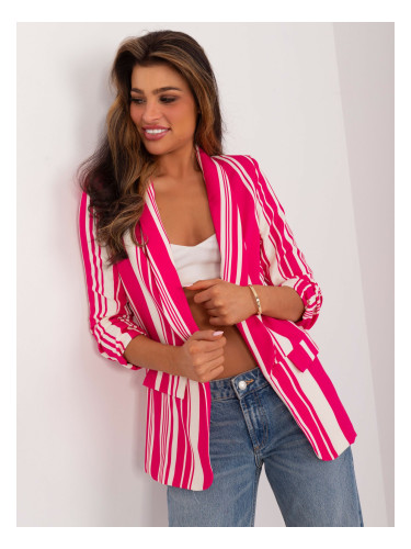 Fuchsia and ecru blazer without fastening