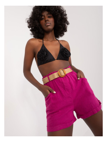 Purple High Waisted Paperbag Shorts