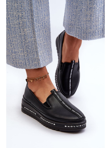 Women's leather platform shoes S.Barski black