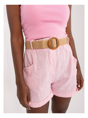 Light pink women's shorts made of linen and cotton