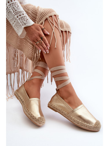 Lace espadrilles made of eco leather Gold Ismanne