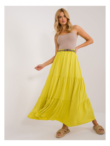 Lime maxi skirt with ruffles