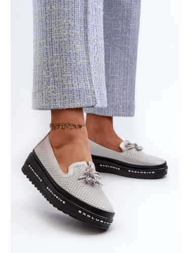 S. BARSKI Блестящи дамски кожени мокасини на платформа S.Barski