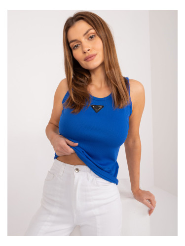 Casual cobalt blue top with patch