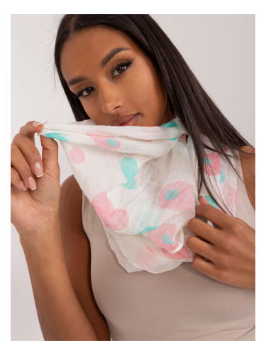 Ecru-green women's scarf with print