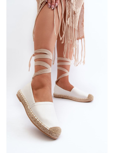 Knotted espadrilles made of eco leather white Ismanne
