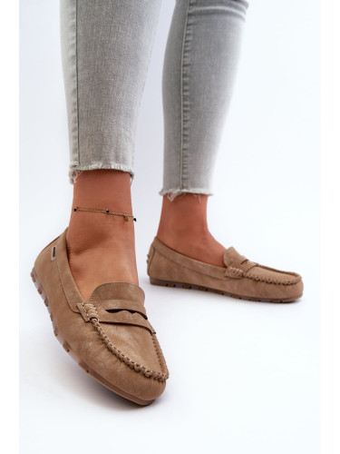 Women's loafers made of eco leather, brown Celoria