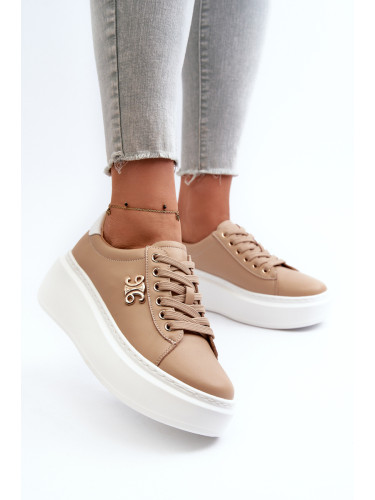 Women's leather platform sneakers brown Pernalia