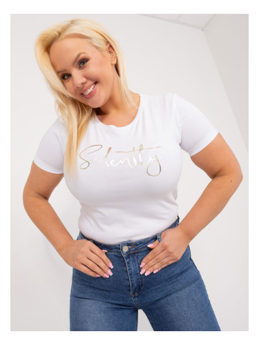 White fitted plus size T-shirt with inscription