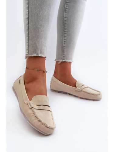 Women's loafers made of eco leather light beige Celoria